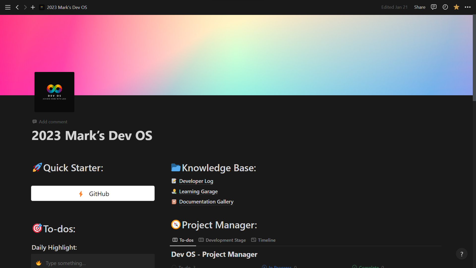 Building a Developer OS with Notion